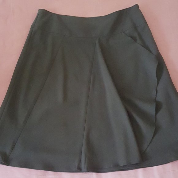 Reitmans A-line Skirt Faux Wrap in Black Midi Length Lined - Picture 2 of 16